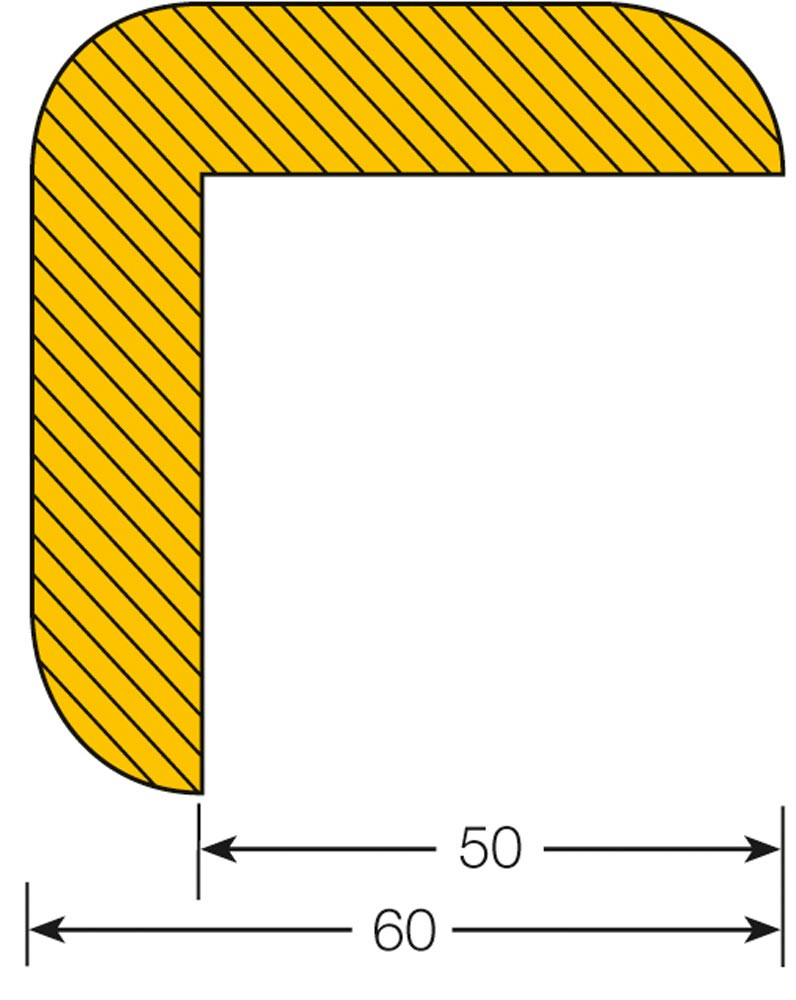 Prallschutz, Winkelform, Kantenschutz 60/60 mm, Länge 1000 mm gelb